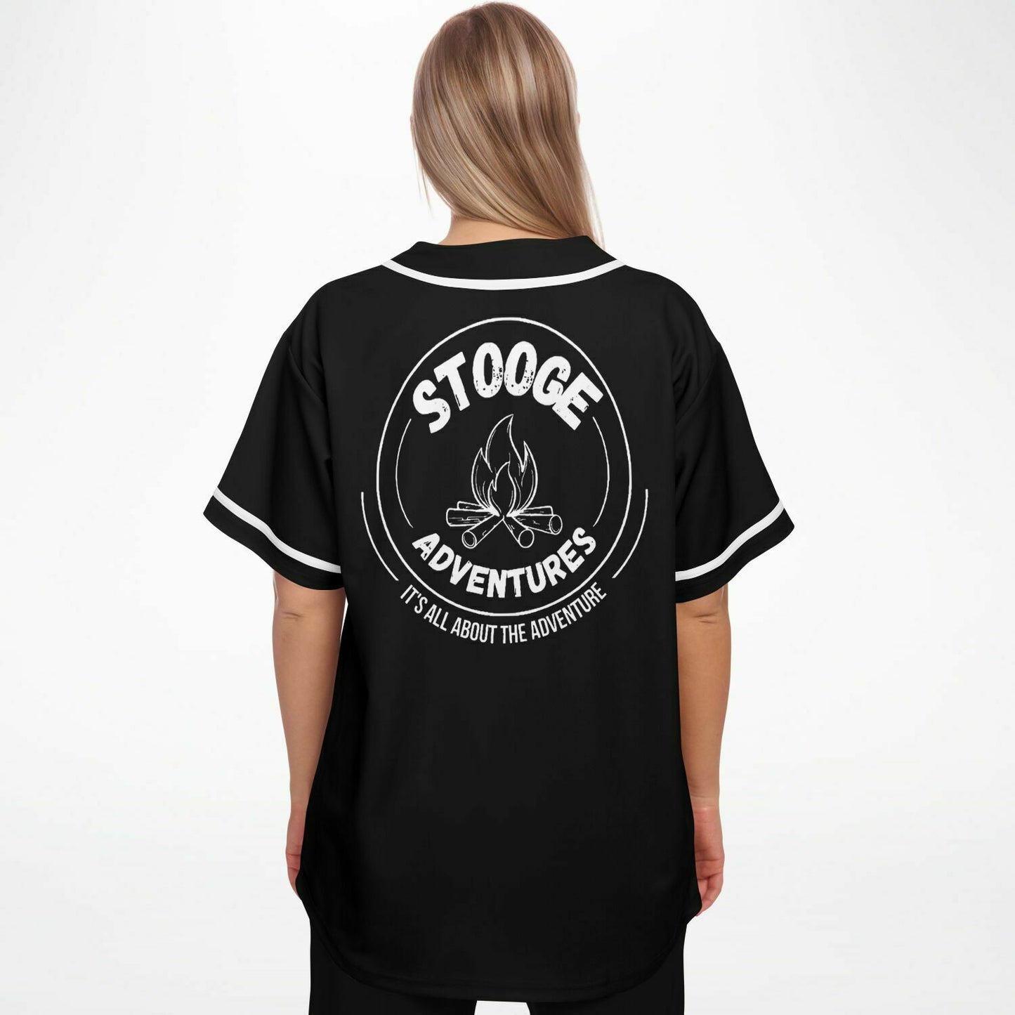 Stooge Adventures Baseball Jersey Black with White Trim