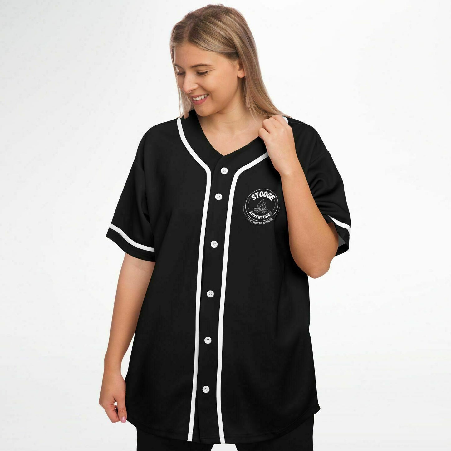 Stooge Adventures Baseball Jersey Black with White Trim