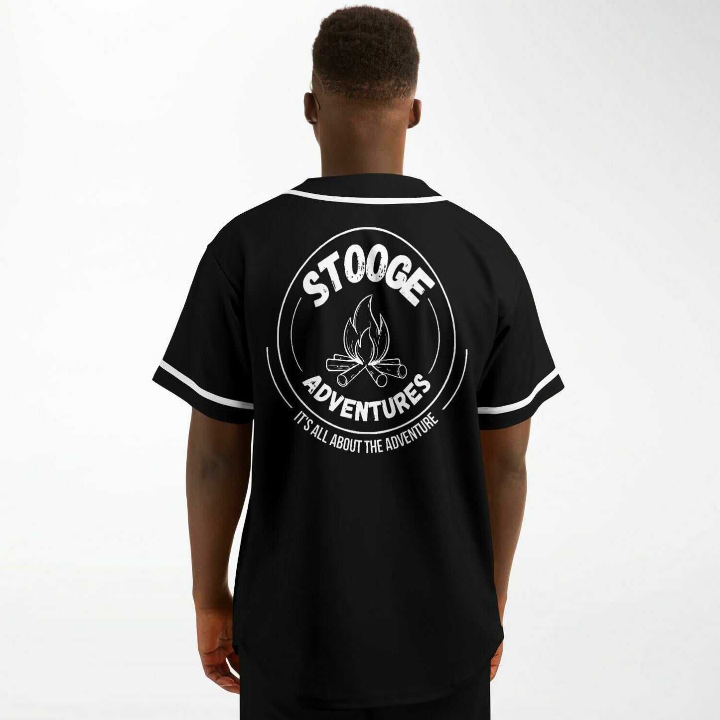 Stooge Adventures Baseball Jersey Black with White Trim