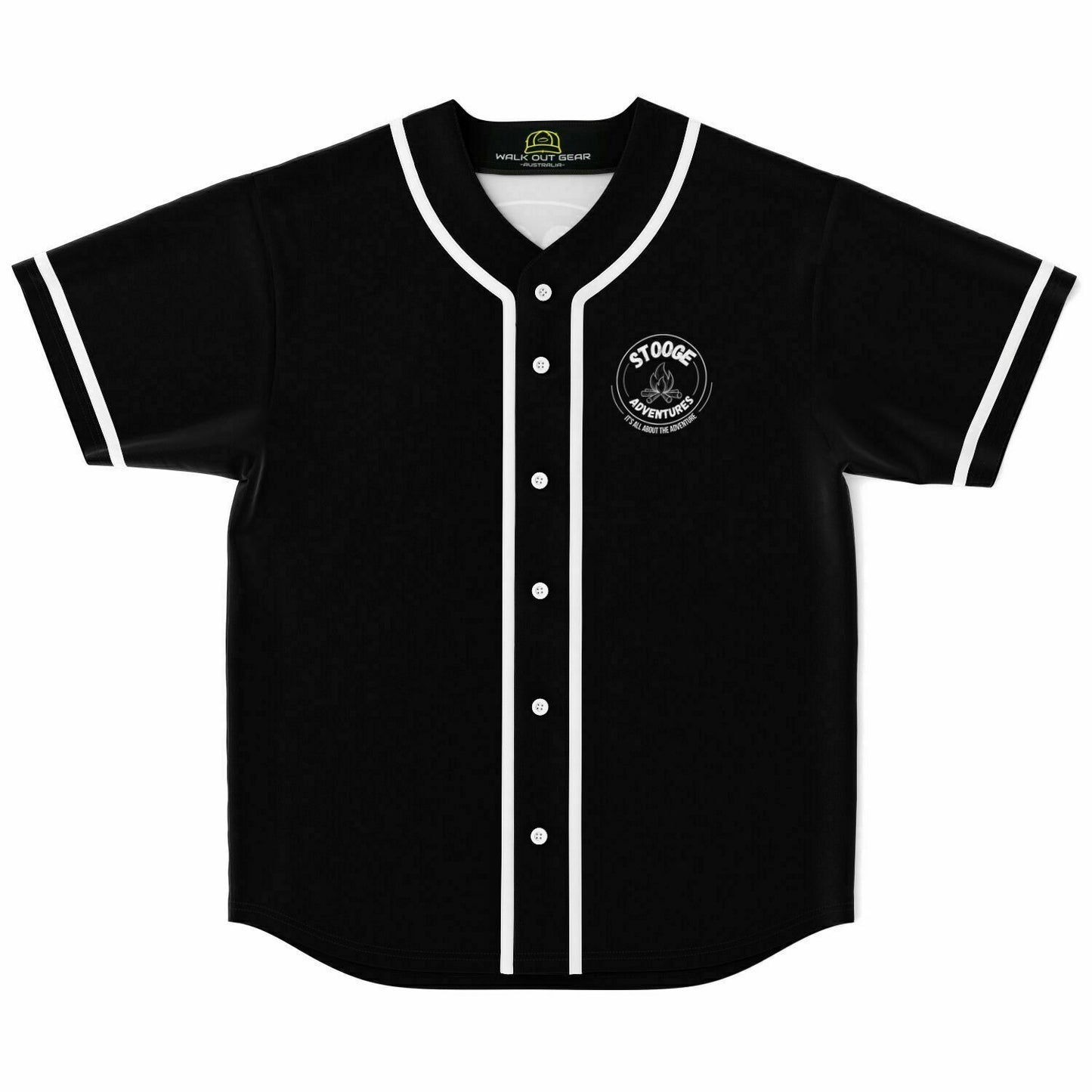 Stooge Adventures Baseball Jersey Black with White Trim