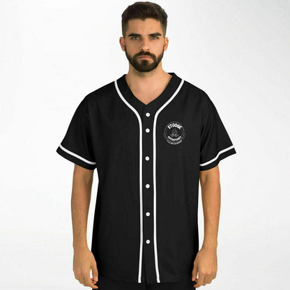 Stooge Adventures Baseball Jersey Black with White Trim