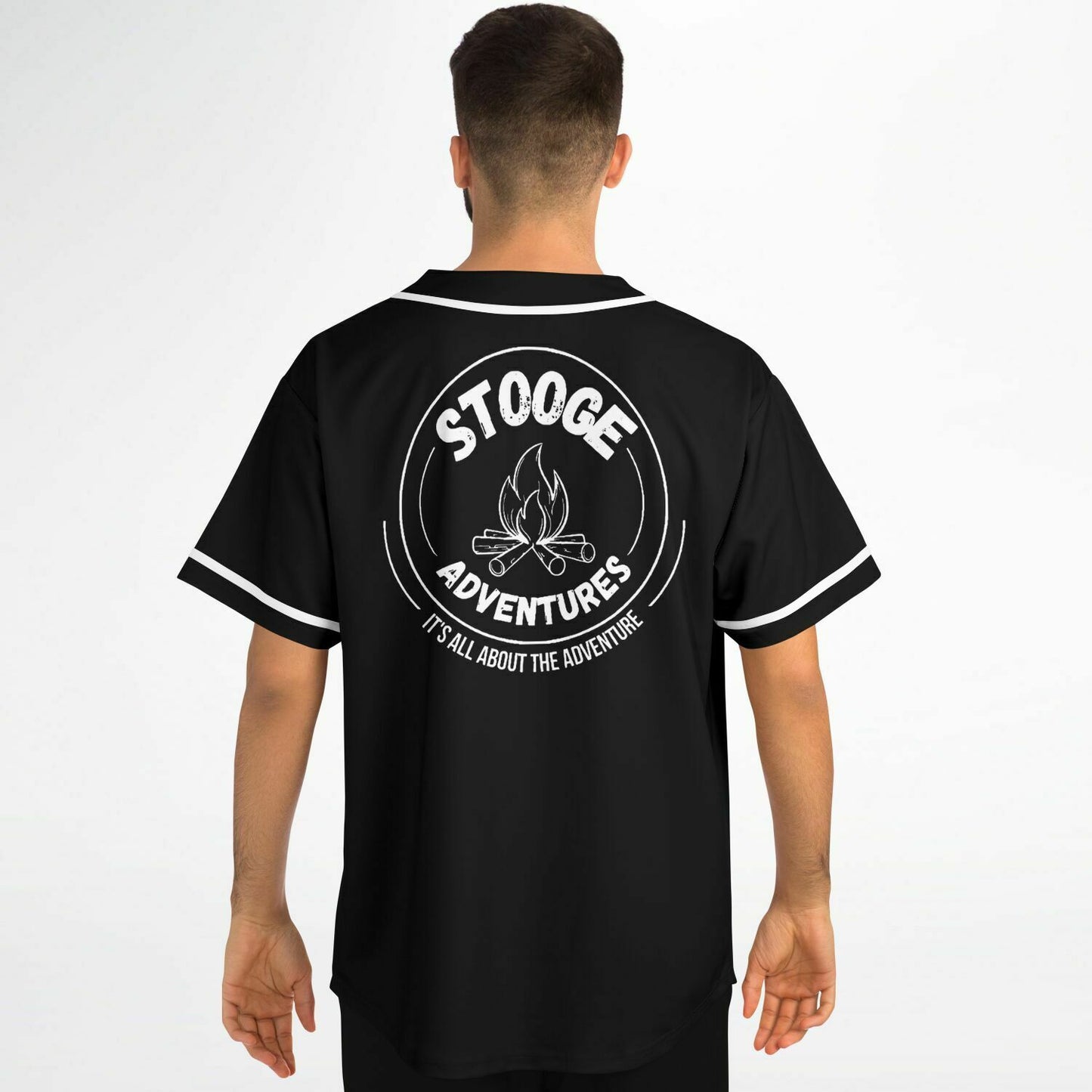 Stooge Adventures Baseball Jersey Black with White Trim