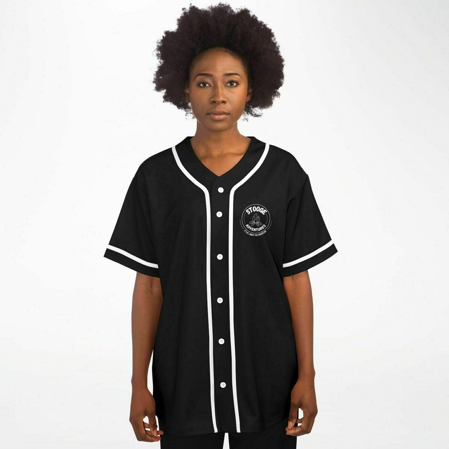 Stooge Adventures Baseball Jersey Black with White Trim