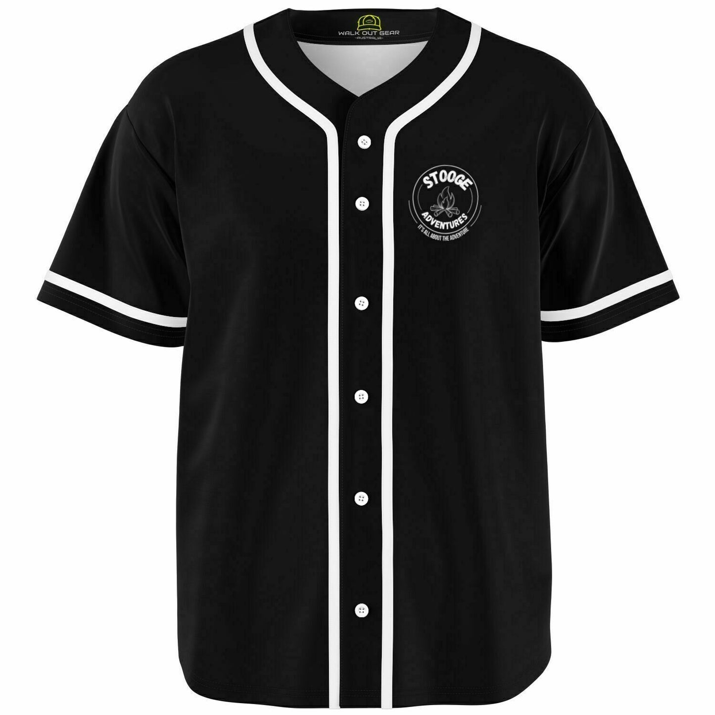 Stooge Adventures Baseball Jersey Black with White Trim